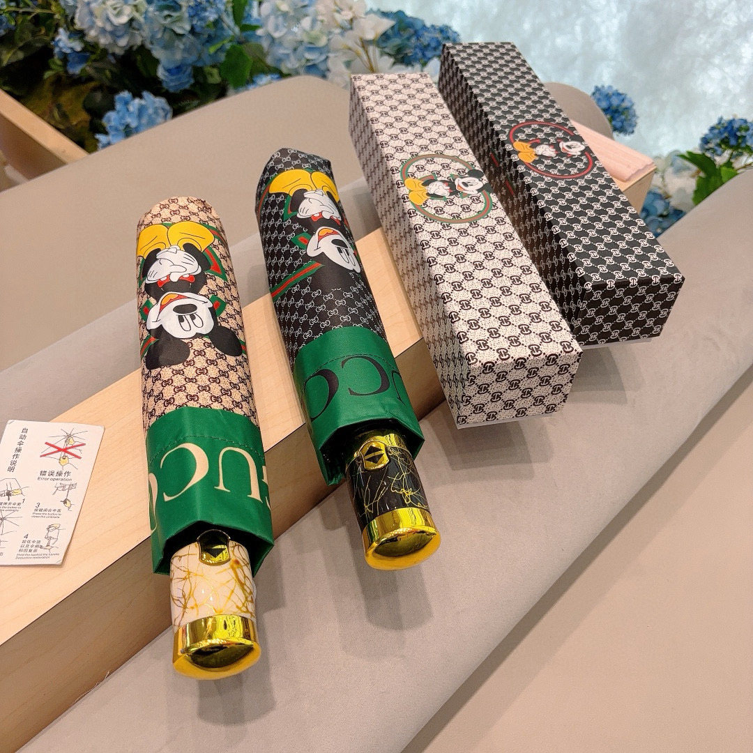  GUCCI（古奇）新款 三折自动折叠晴雨伞 选用台湾进口UV防紫外线伞布 原单代工级品质  🌹