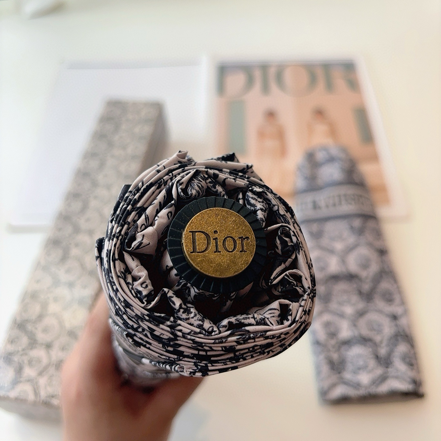  DIOR（迪奥）三折自动折叠晴雨伞  时尚原单代工品质 细节精致 看得见的品质 打破一成不变 色泽纯正