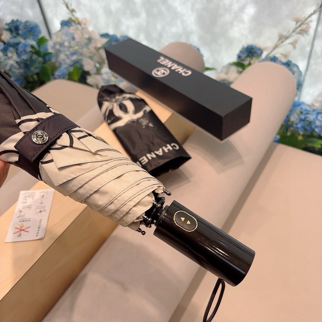  CHANEL（香奈儿）三折自动折叠晴雨伞 选用台湾进口UV防紫外线伞布 原单代工级品质 