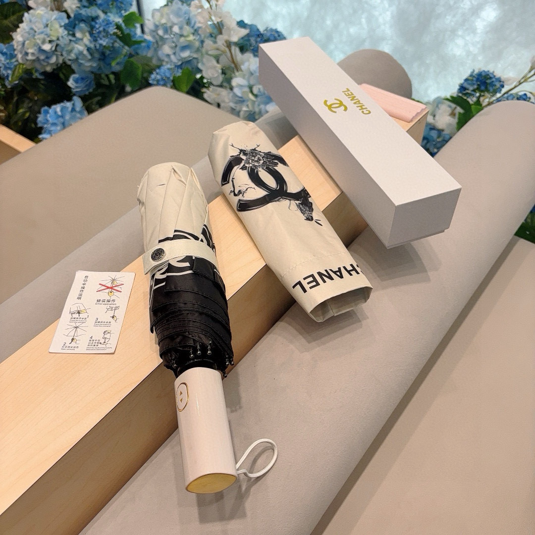  CHANEL（香奈儿）三折自动折叠晴雨伞 选用台湾进口UV防紫外线伞布 原单代工级品质 