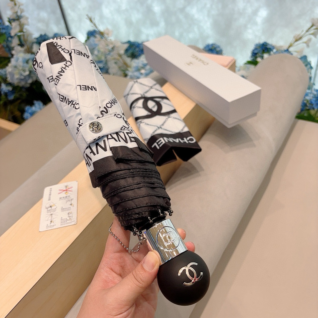  CHANEL（香奈儿）三折自动折叠晴雨伞 选用台湾进口UV防紫外线伞布 原单代工级品质 