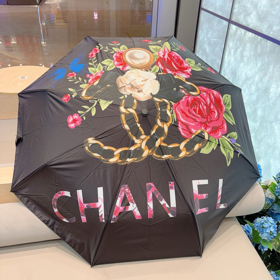  CHANEL（香奈儿）三折自动折叠晴雨伞 选用台湾进口UV防紫外线伞布 原单代工级品质 