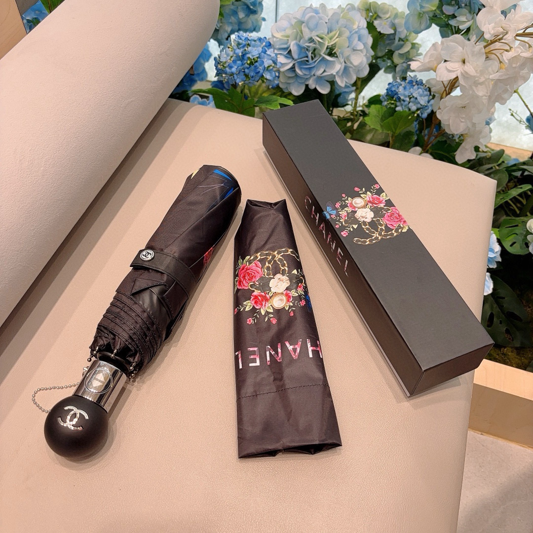  CHANEL（香奈儿）三折自动折叠晴雨伞 选用台湾进口UV防紫外线伞布 原单代工级品质 