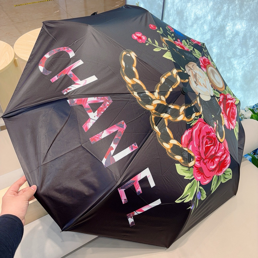  CHANEL（香奈儿）三折自动折叠晴雨伞 选用台湾进口UV防紫外线伞布 原单代工级品质 