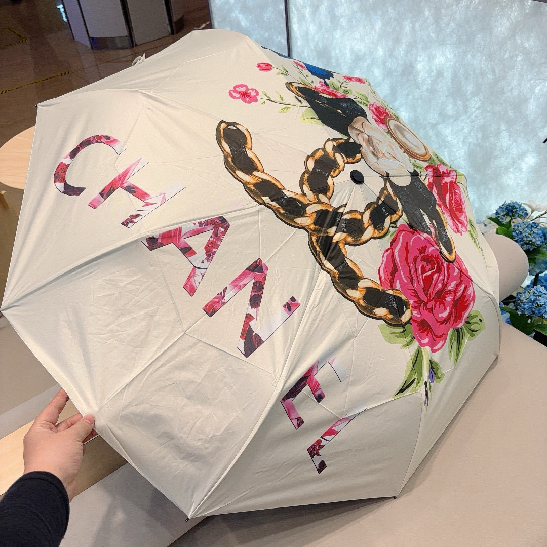  CHANEL（香奈儿）三折自动折叠晴雨伞 选用台湾进口UV防紫外线伞布 原单代工级品质 