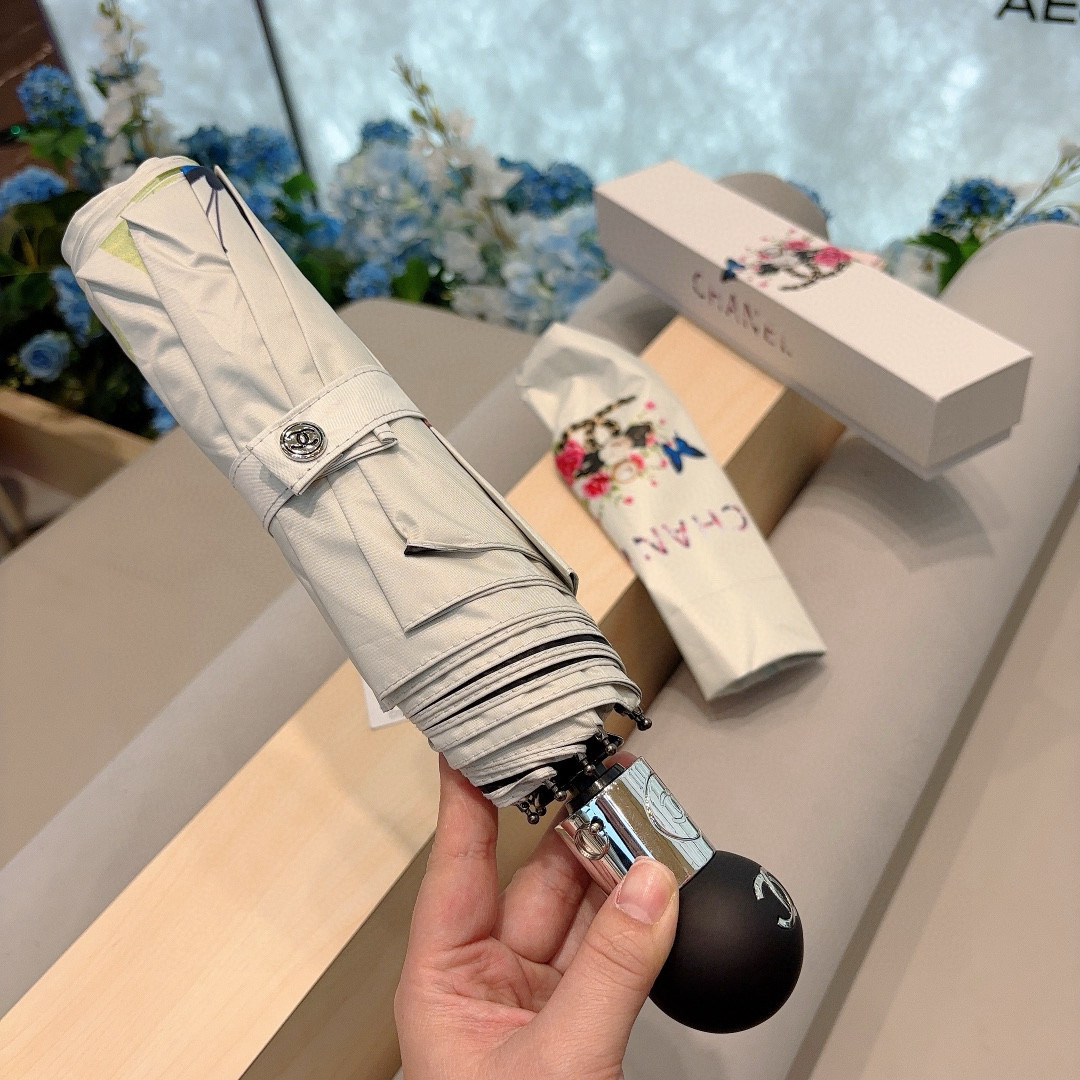  CHANEL（香奈儿）三折自动折叠晴雨伞 选用台湾进口UV防紫外线伞布 原单代工级品质 