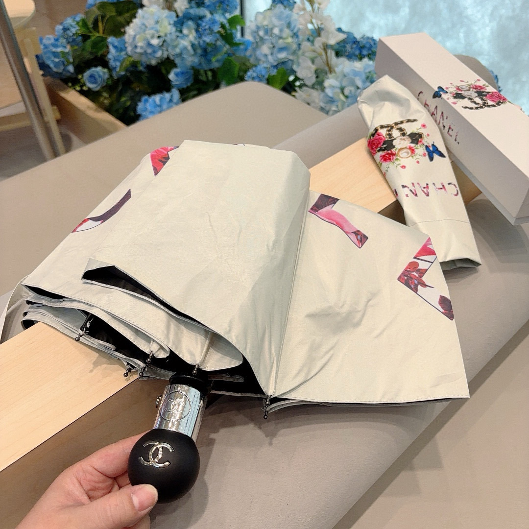  CHANEL（香奈儿）三折自动折叠晴雨伞 选用台湾进口UV防紫外线伞布 原单代工级品质 