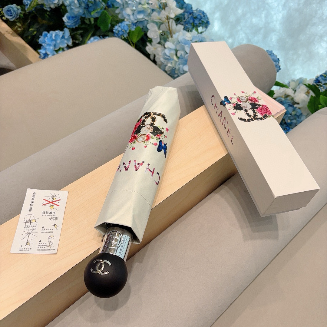  CHANEL（香奈儿）三折自动折叠晴雨伞 选用台湾进口UV防紫外线伞布 原单代工级品质 