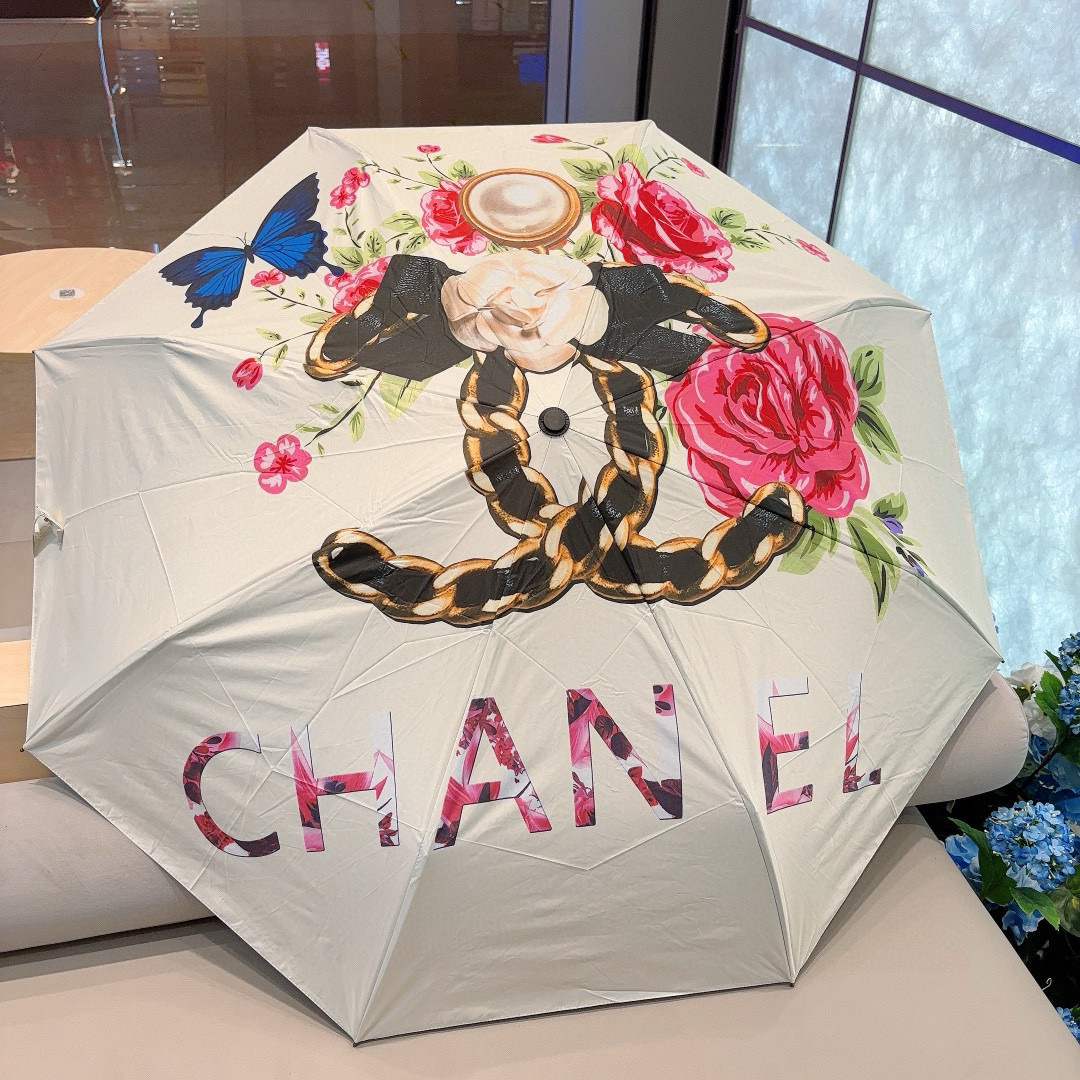  CHANEL（香奈儿）三折自动折叠晴雨伞 选用台湾进口UV防紫外线伞布 原单代工级品质 