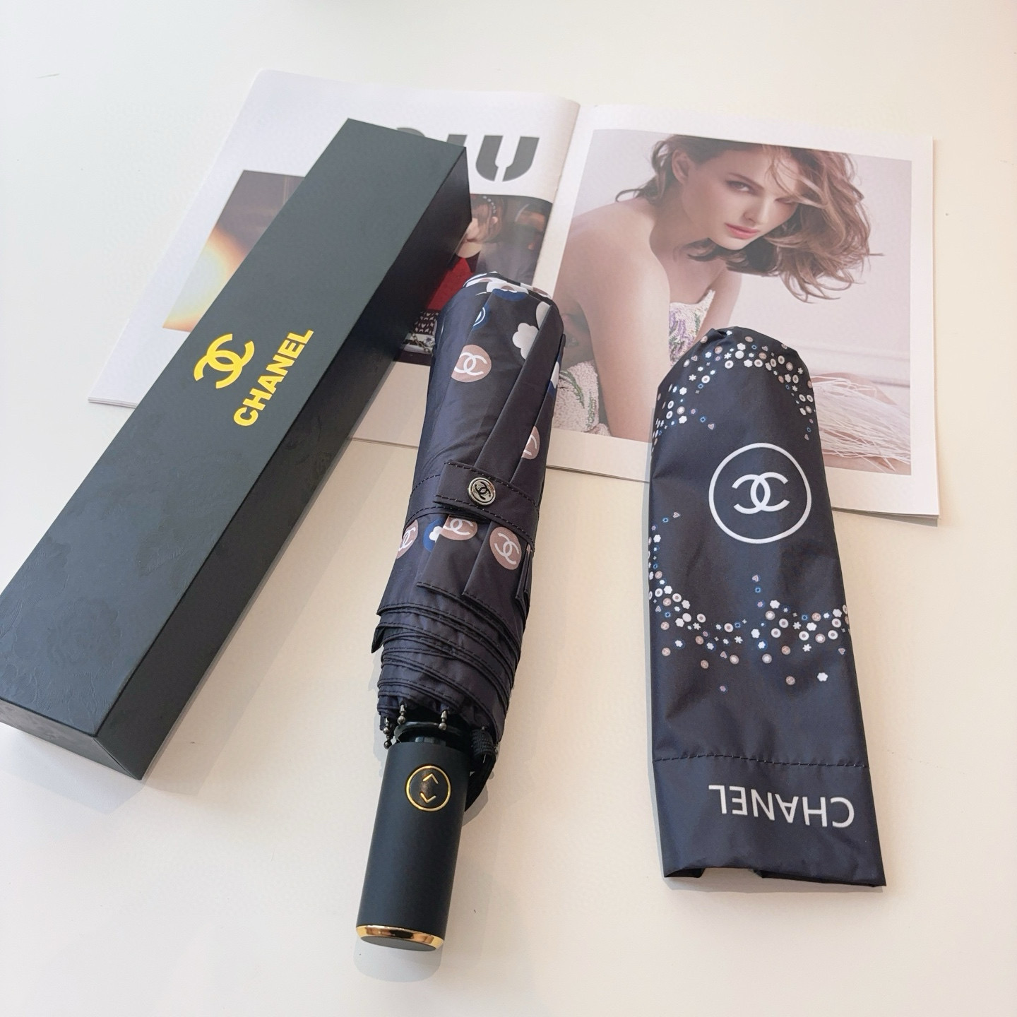  CHANEL（香奈儿）三折自动折叠晴雨伞 选用台湾进口UV防紫外线伞布 原单代工级品质 