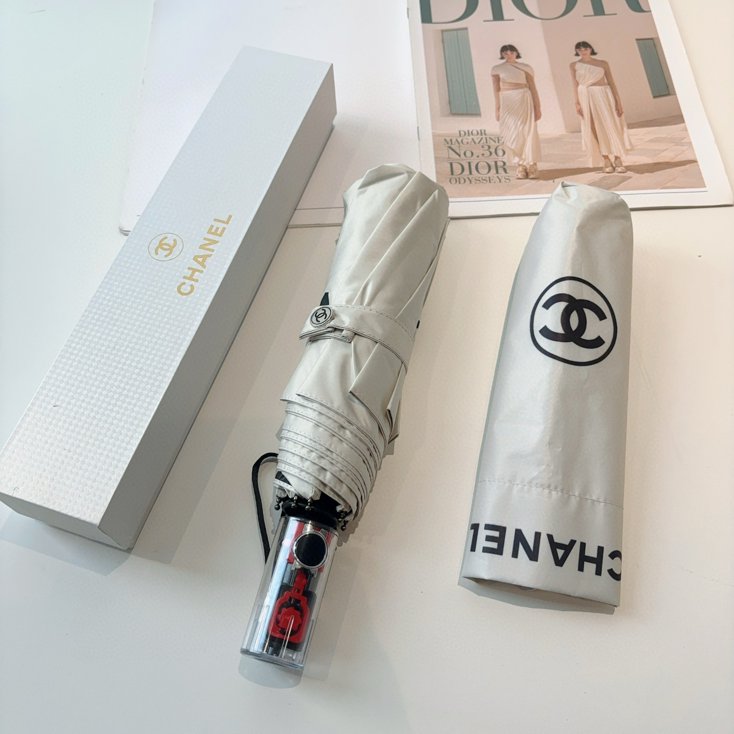  CHANEL（香奈儿）三折自动折叠晴雨伞 选用台湾进口UV防紫外线伞布 原单代工级品质 