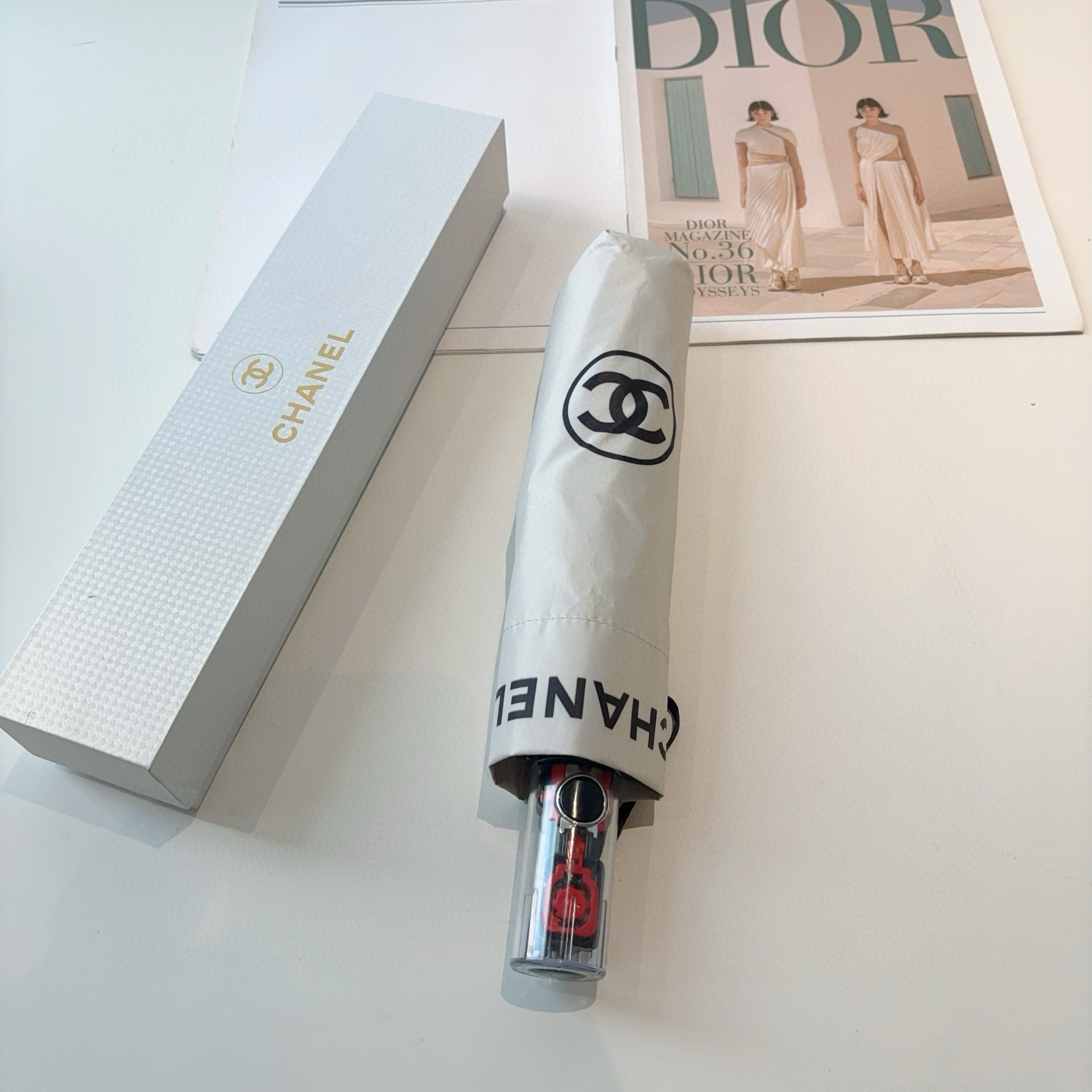  CHANEL（香奈儿）三折自动折叠晴雨伞 选用台湾进口UV防紫外线伞布 原单代工级品质 