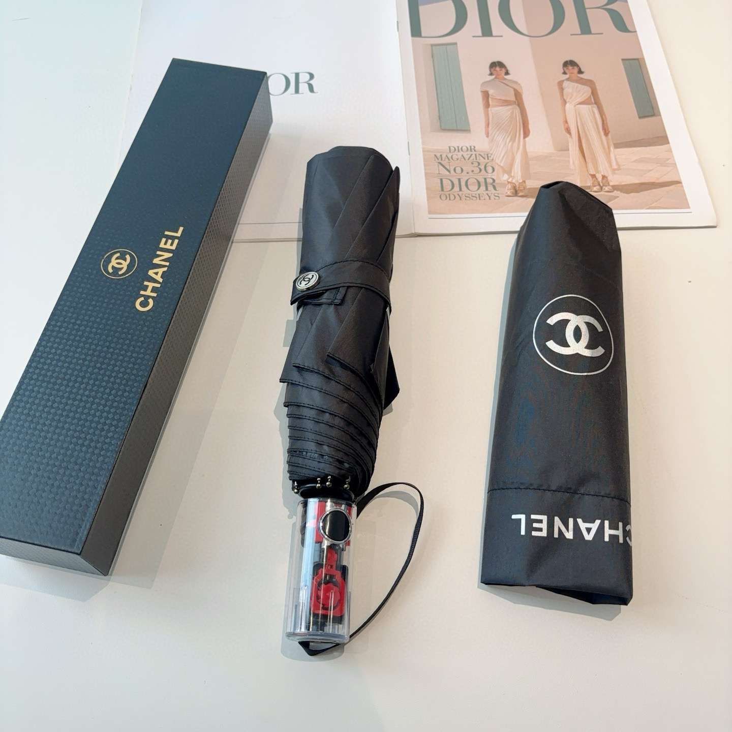  CHANEL（香奈儿）三折自动折叠晴雨伞 选用台湾进口UV防紫外线伞布 原单代工级品质 