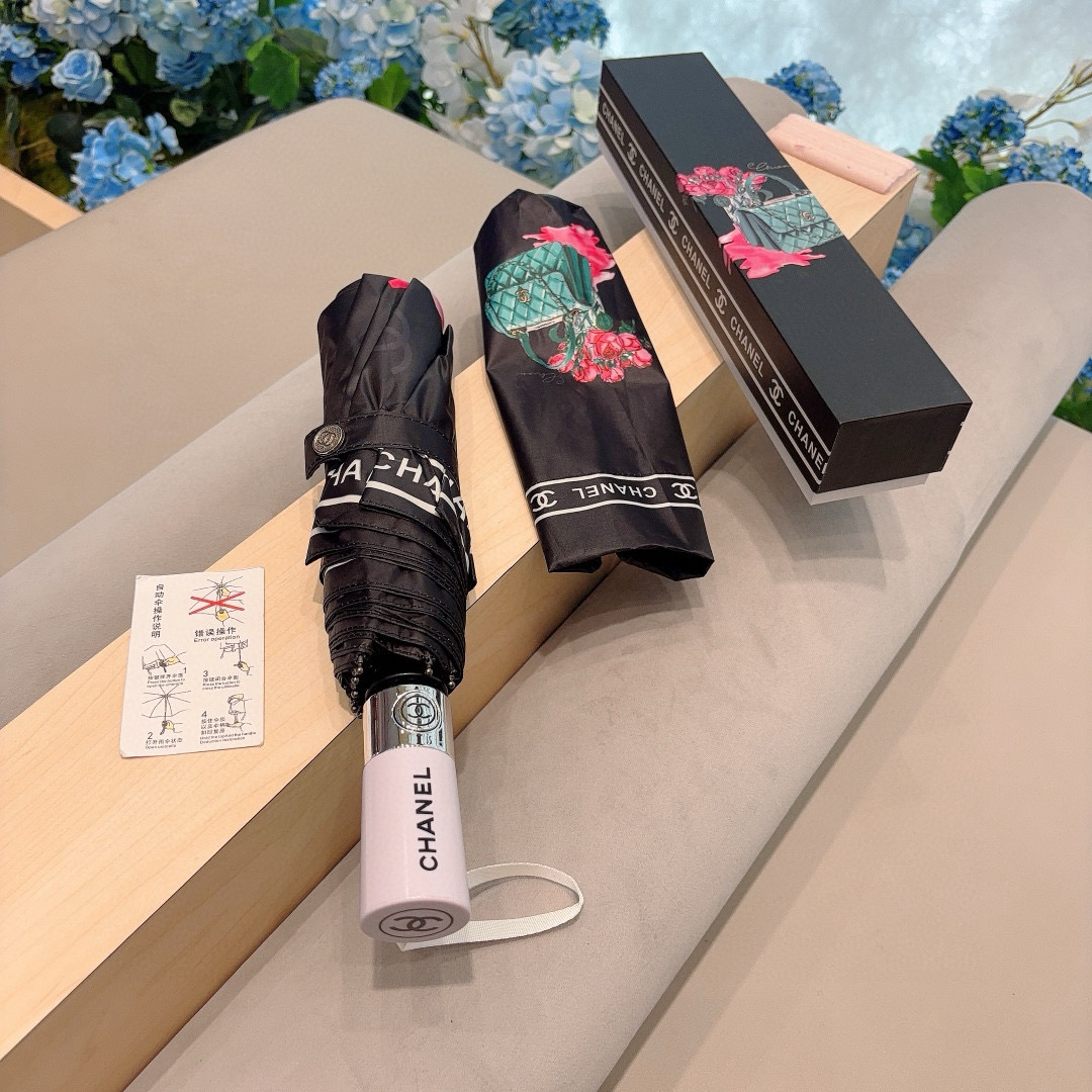  CHANEL（香奈儿）三折自动折叠晴雨伞 选用台湾进口UV防紫外线伞布 原单代工级品质 