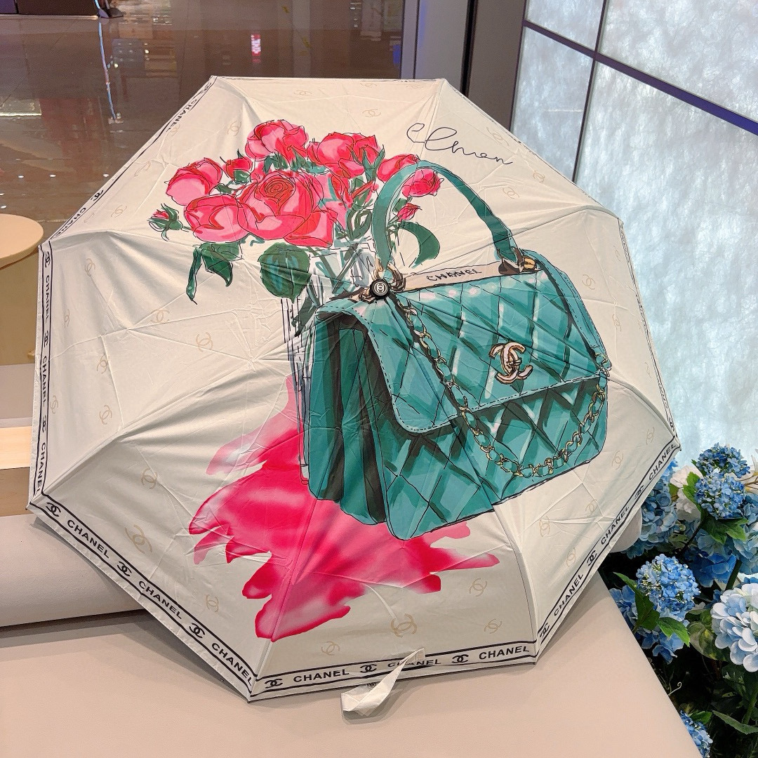  CHANEL（香奈儿）三折自动折叠晴雨伞 选用台湾进口UV防紫外线伞布 原单代工级品质 