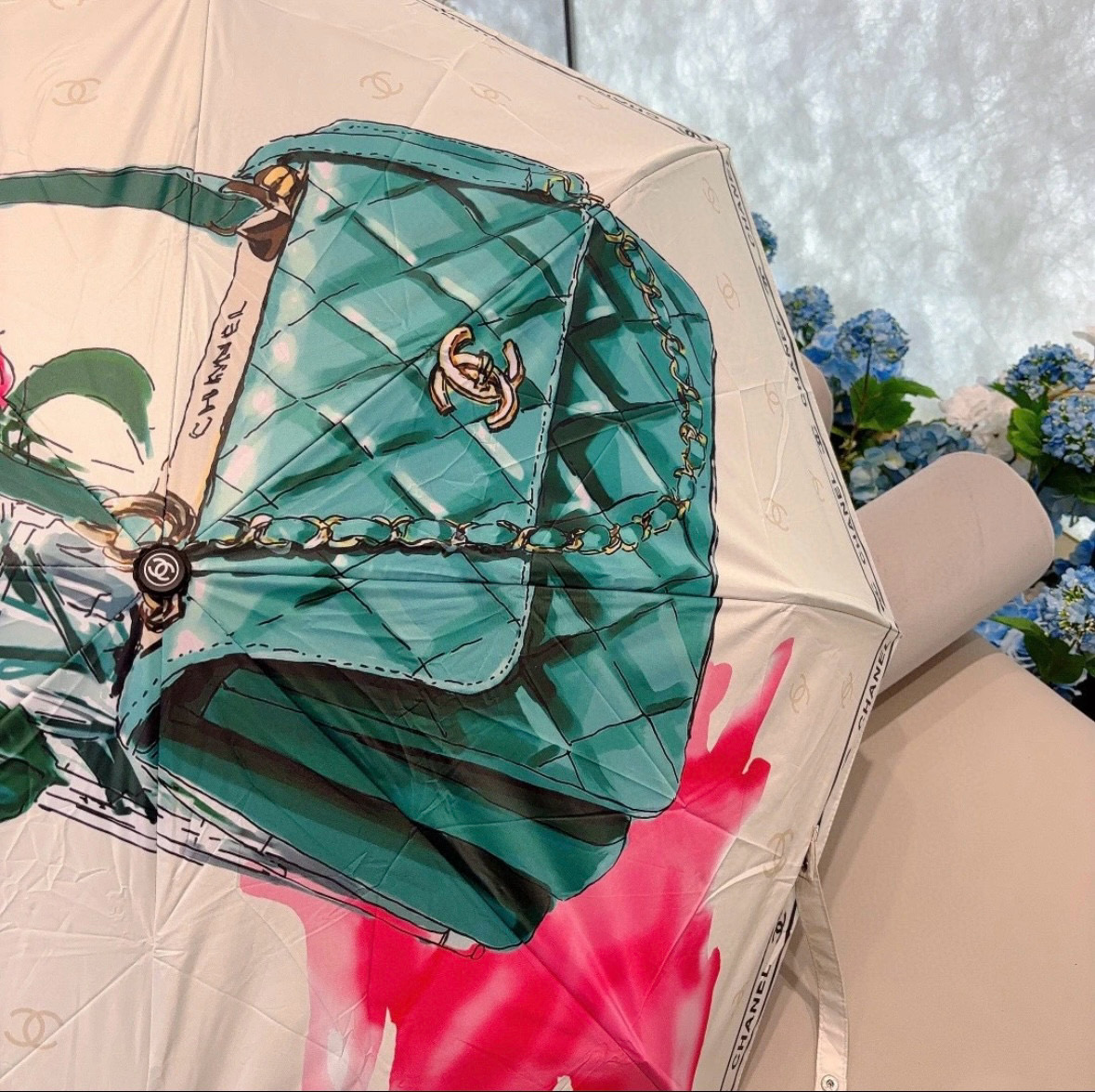  CHANEL（香奈儿）三折自动折叠晴雨伞 选用台湾进口UV防紫外线伞布 原单代工级品质 