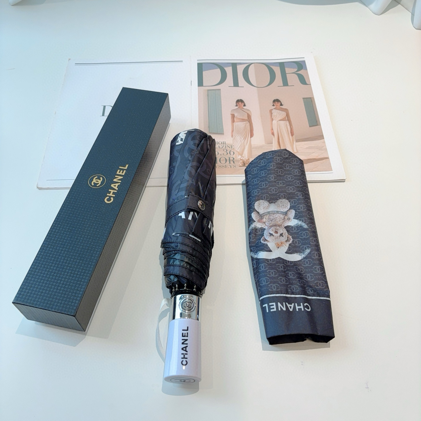  CHANEL（香奈儿）三折自动折叠晴雨伞 选用台湾进口UV防紫外线伞布 原单代工级品质 
