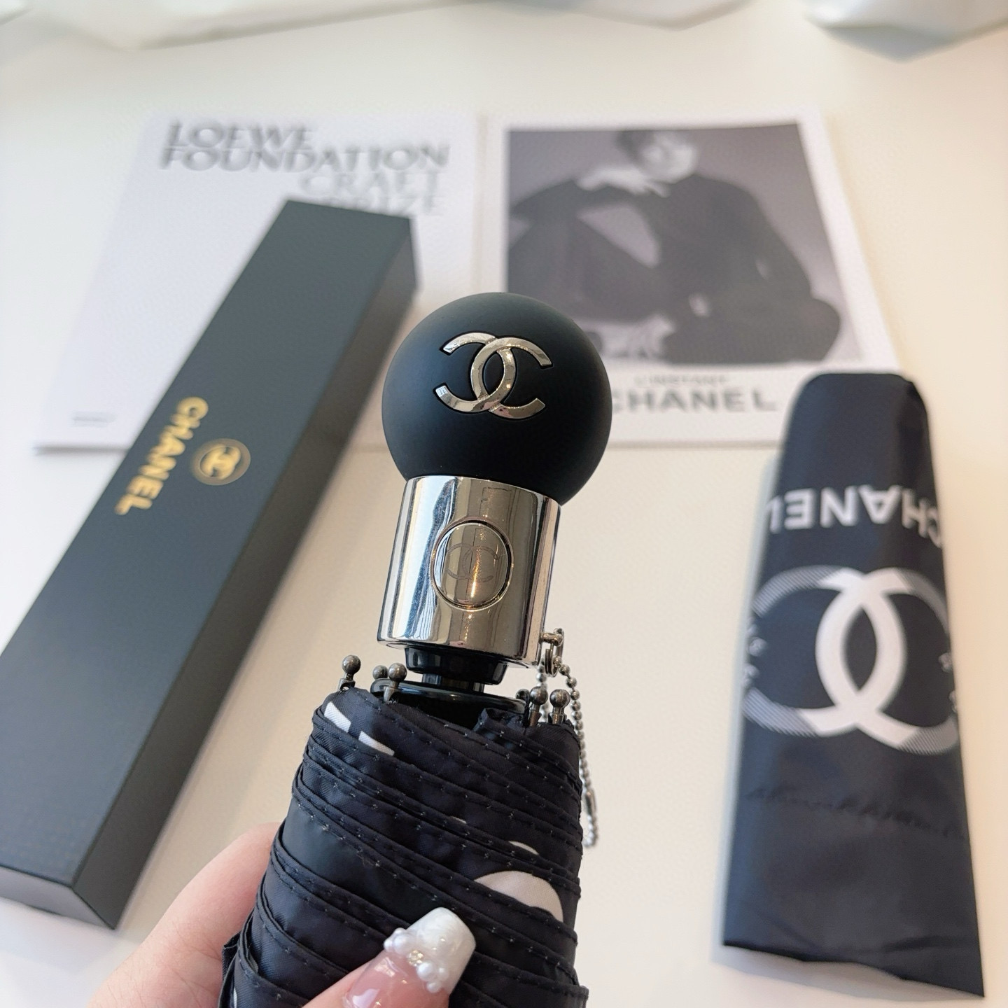  CHANEL（香奈儿）三折自动折叠晴雨伞 选用台湾进口UV防紫外线伞布 原单代工级品质 