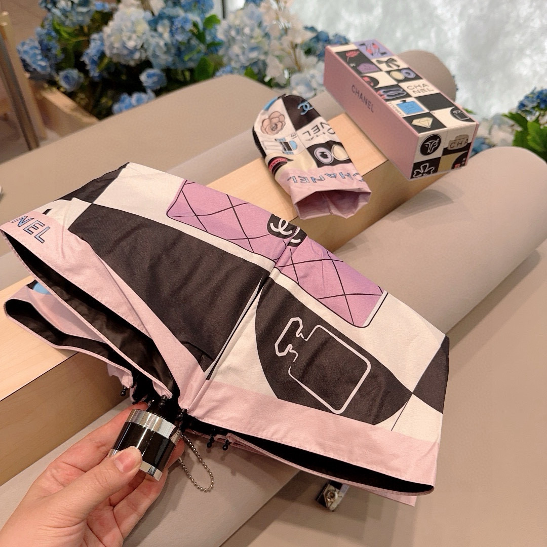 CHANEL（香奈儿）五折手动折叠晴雨伞 选用台 湾进口UV防紫外线伞布 原单代工级品质  🌹2色