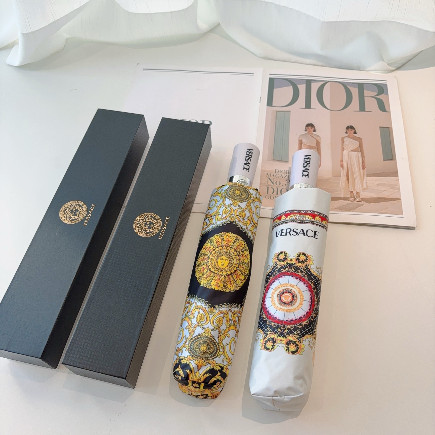  范思哲（VERSACE）新款 三折自动折叠晴雨伞 年度最新火爆单品  原单代工级品质 第一代210T碰
