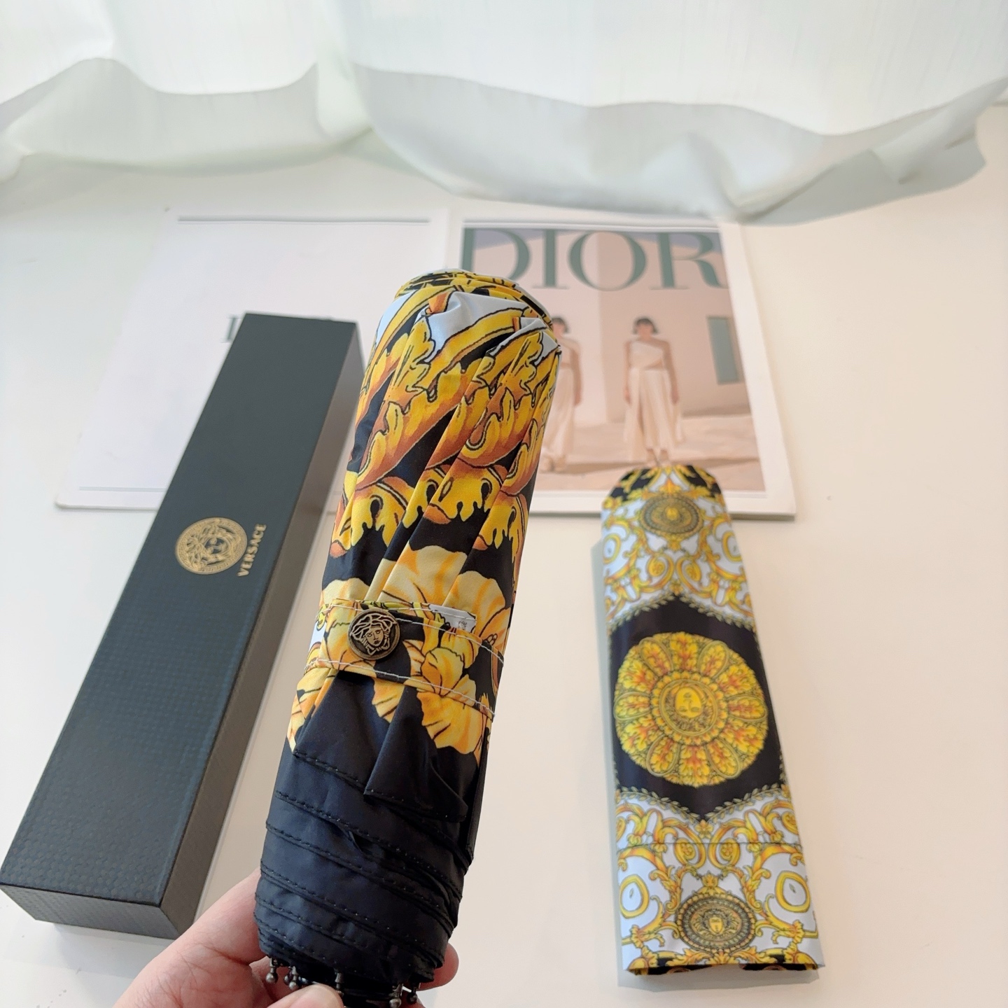  范思哲（VERSACE）新款 三折自动折叠晴雨伞 年度最新火爆单品  原单代工级品质 第一代210T碰