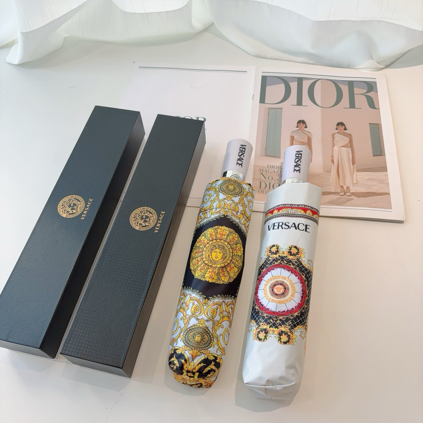 范思哲（VERSACE）新款 三折自动折叠晴雨伞 年度最新火爆单品  原单代工级品质 第一代210T碰