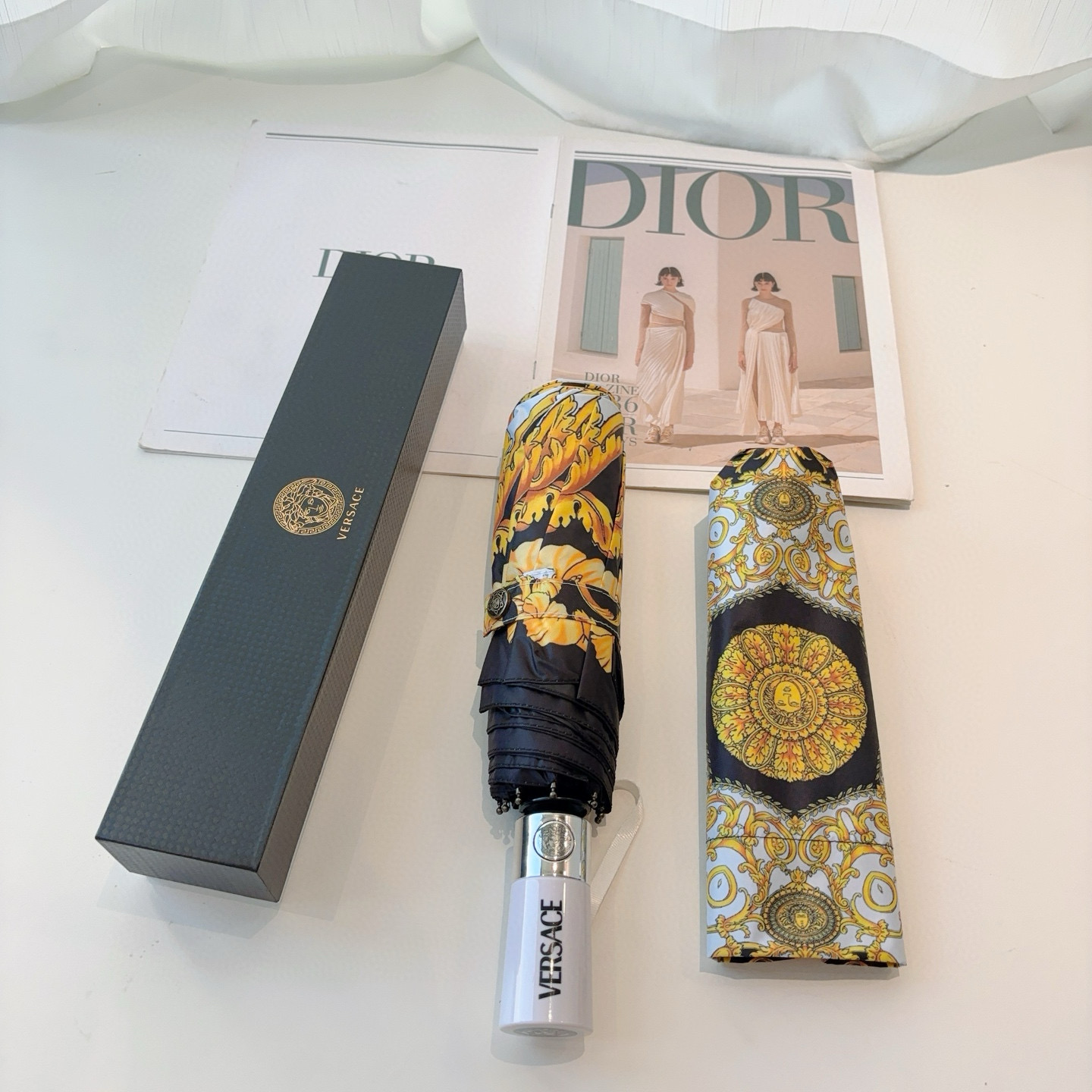  范思哲（VERSACE）新款 三折自动折叠晴雨伞 年度最新火爆单品  原单代工级品质 第一代210T碰