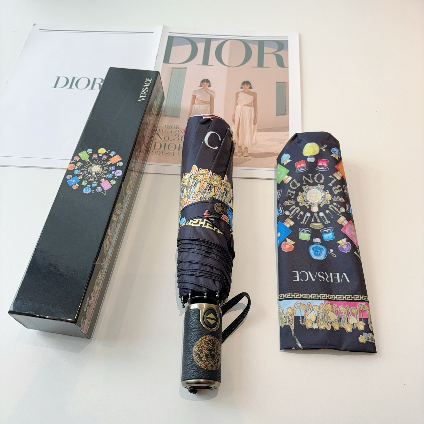  范思哲（VERSACE）新款 三折自动折叠晴雨伞 年度最新火爆单品  原单代工级品质 第一代210T碰