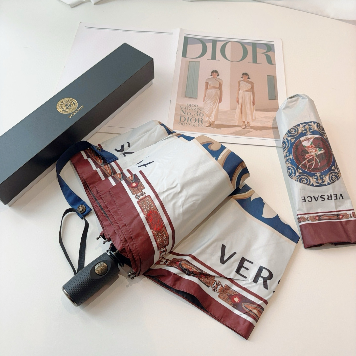  范思哲（VERSACE）新款 三折自动折叠晴雨伞 年度最新火爆单品  原单代工级品质 第一代210T碰