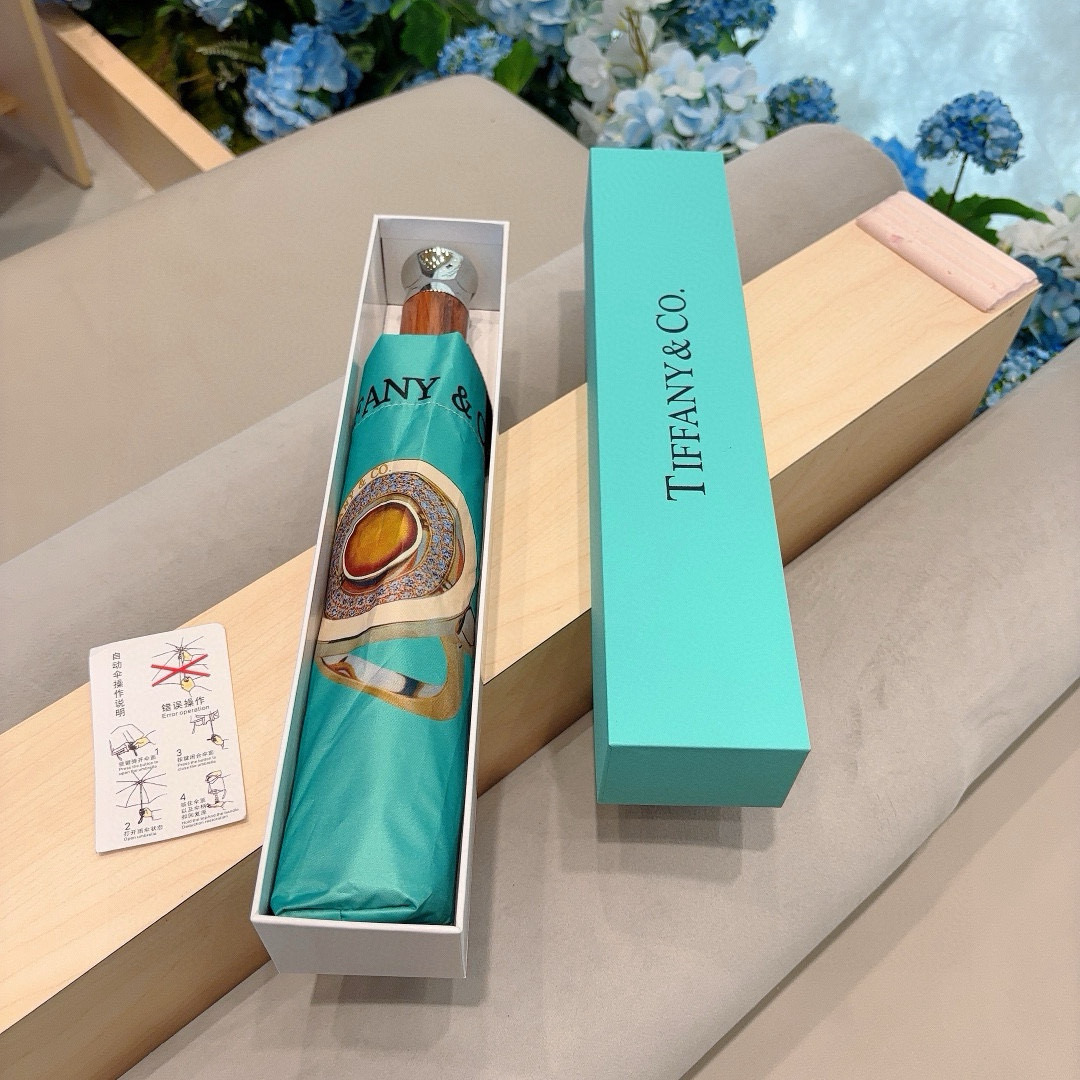  Tiffany蒂芙尼 💍时尚独特、三折自动折叠晴雨伞 火爆来袭 夏日里的小清新 高效阻隔紫外线涂层 有