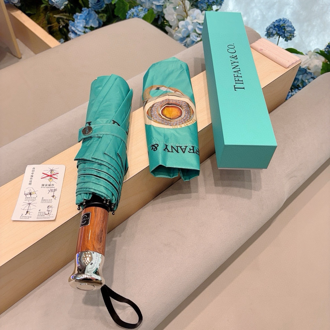  Tiffany蒂芙尼 💍时尚独特、三折自动折叠晴雨伞 火爆来袭 夏日里的小清新 高效阻隔紫外线涂层 有