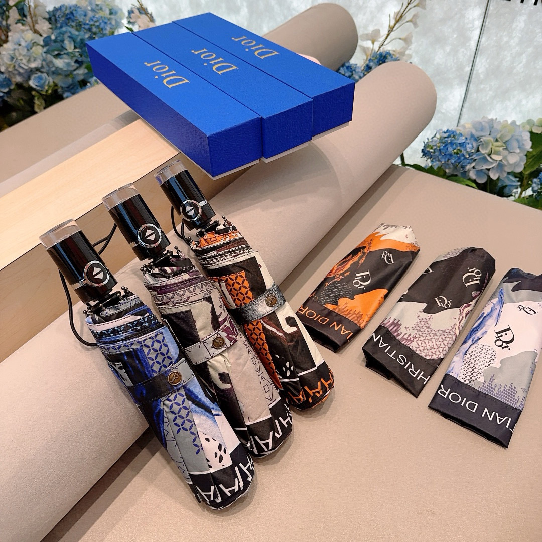  DIOR（迪奥）三折自动折叠晴雨伞  时尚原单代工品质 细节精致 看得见的品质 打破一成不变 色泽纯正