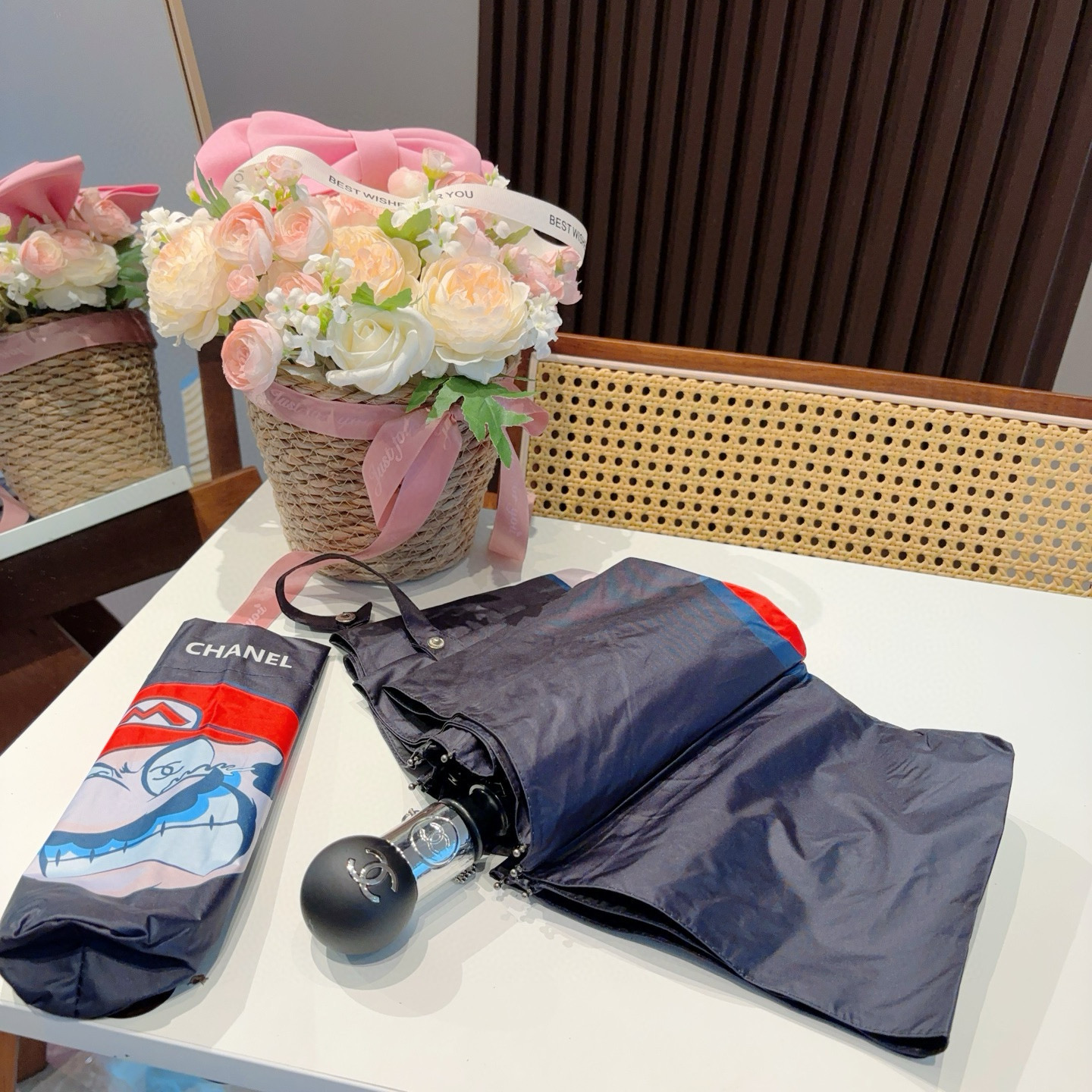  CHANEL（香奈儿）三折自动折叠晴雨伞 选用台湾进口UV防紫外线伞布 原单代工级品质 