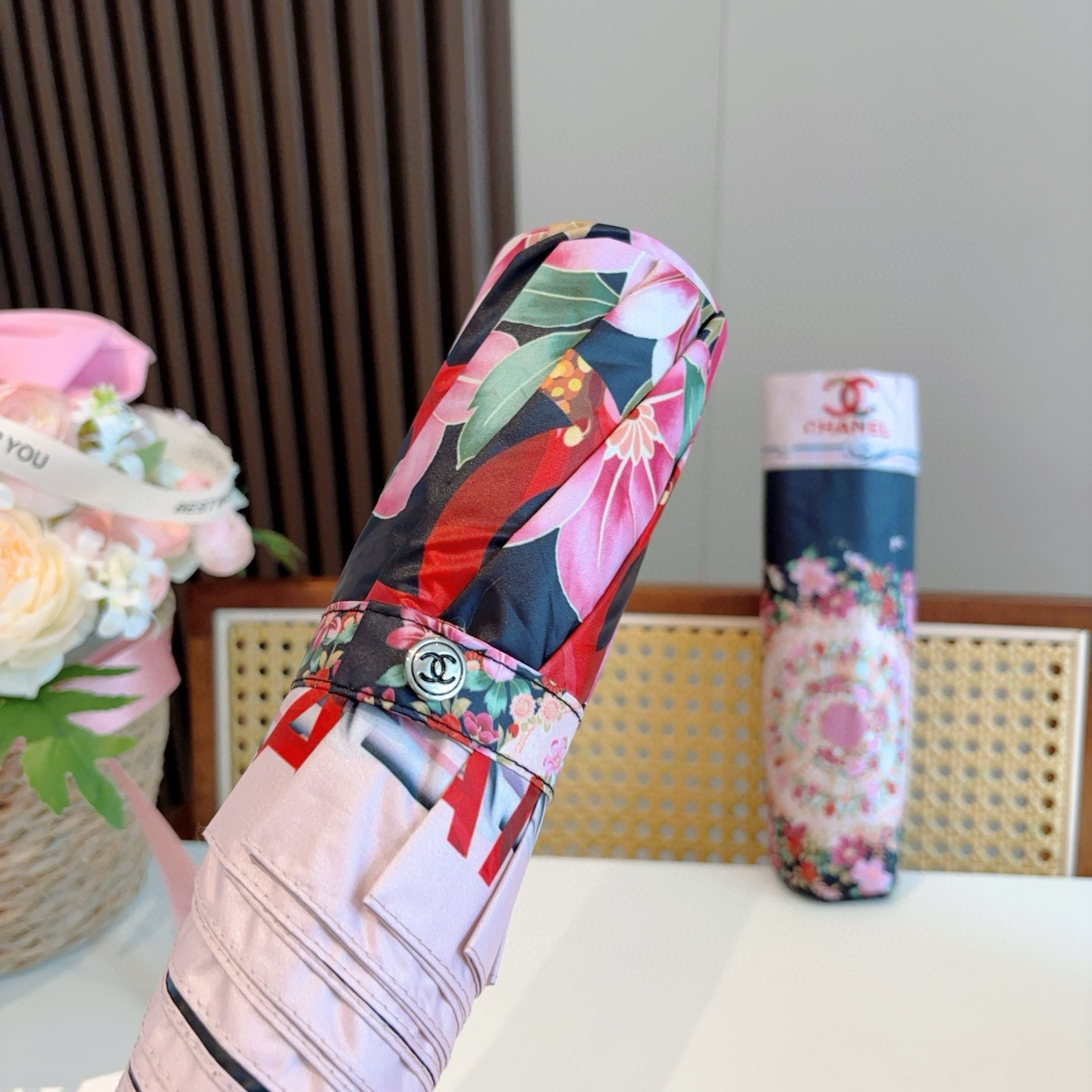  CHANEL（香奈儿）三折自动折叠晴雨伞 选用台湾进口UV防紫外线伞布 原单代工级品质 