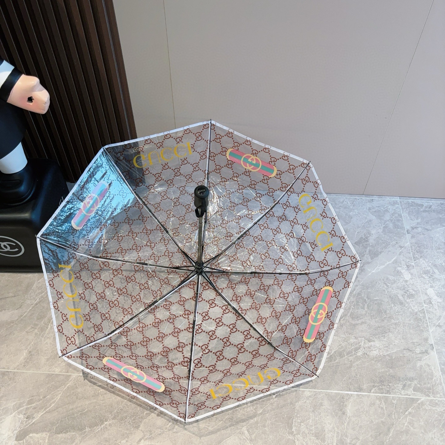 GUCCI古奇 经典款 透明 三折自动折叠晴雨伞 做工精细 气质 时尚 炒鸡好看！人手必备 ！