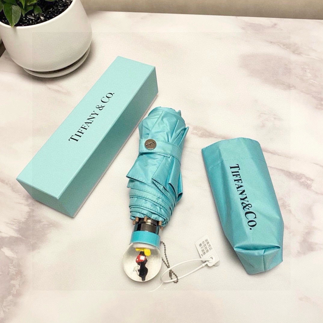  Tiffany蒂芙尼 米奇手柄 五折手开折叠晴雨伞 新款火爆来袭 夏日里的小清新 高效阻隔紫外线涂层 