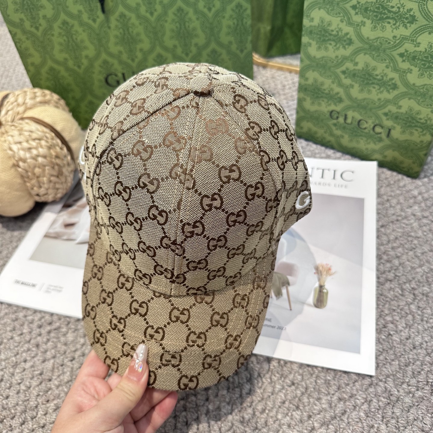  GUCCI古奇棒球帽2025新款gg提花 工艺非常精美 高档大气上档次！低调奢华，方便携带！