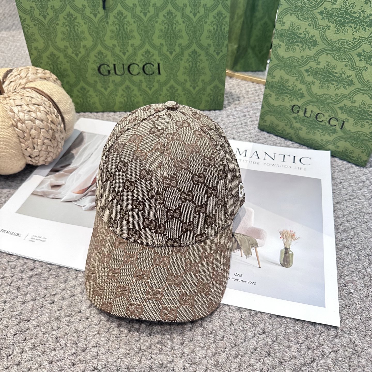  GUCCI古奇棒球帽2025新款gg提花 工艺非常精美 高档大气上档次！低调奢华，方便携带！