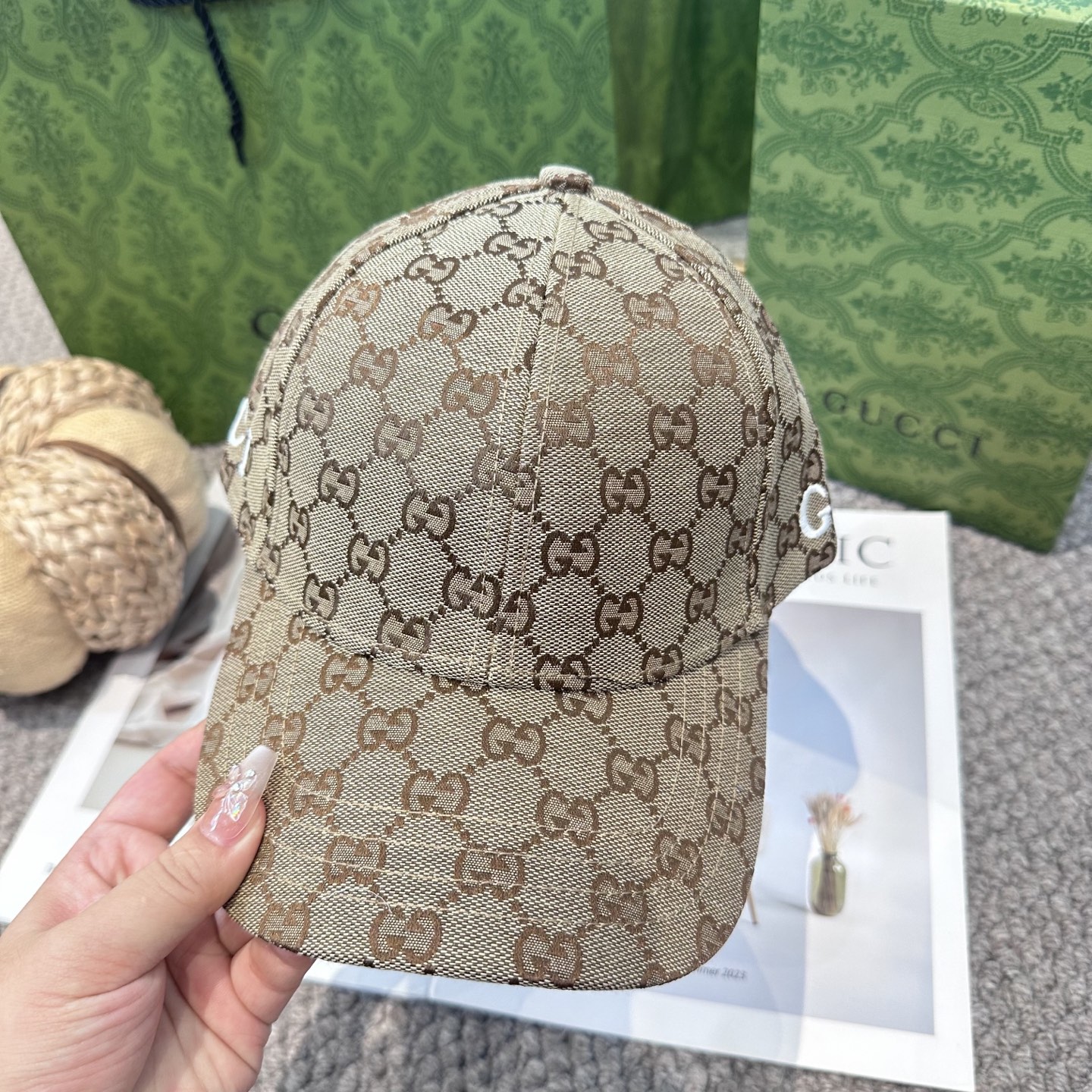  GUCCI古奇棒球帽2025新款gg提花 工艺非常精美 高档大气上档次！低调奢华，方便携带！