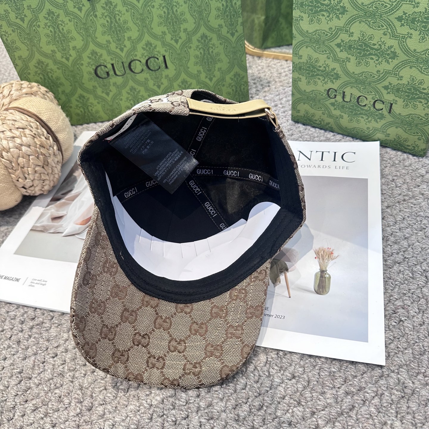  GUCCI古奇棒球帽2025新款gg提花 工艺非常精美 高档大气上档次！低调奢华，方便携带！