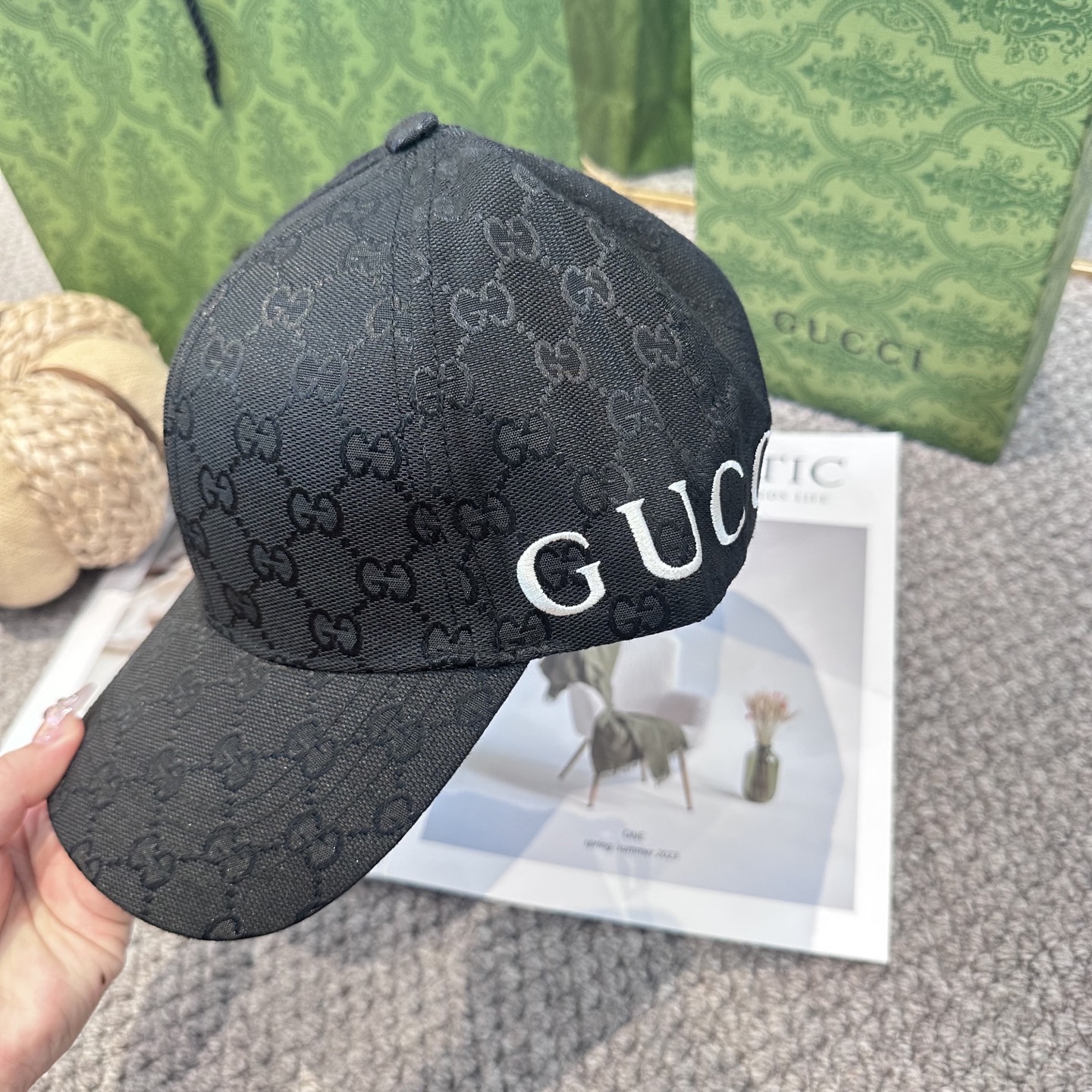  GUCCI古奇棒球帽2025新款gg提花 工艺非常精美 高档大气上档次！低调奢华，方便携带！