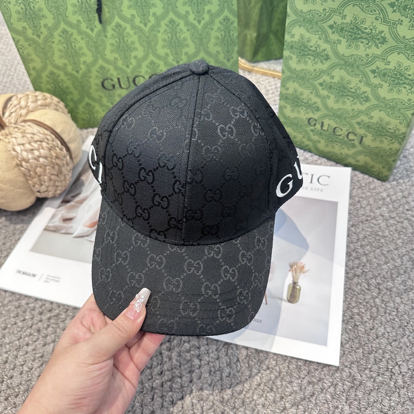  GUCCI古奇棒球帽2025新款gg提花 工艺非常精美 高档大气上档次！低调奢华，方便携带！