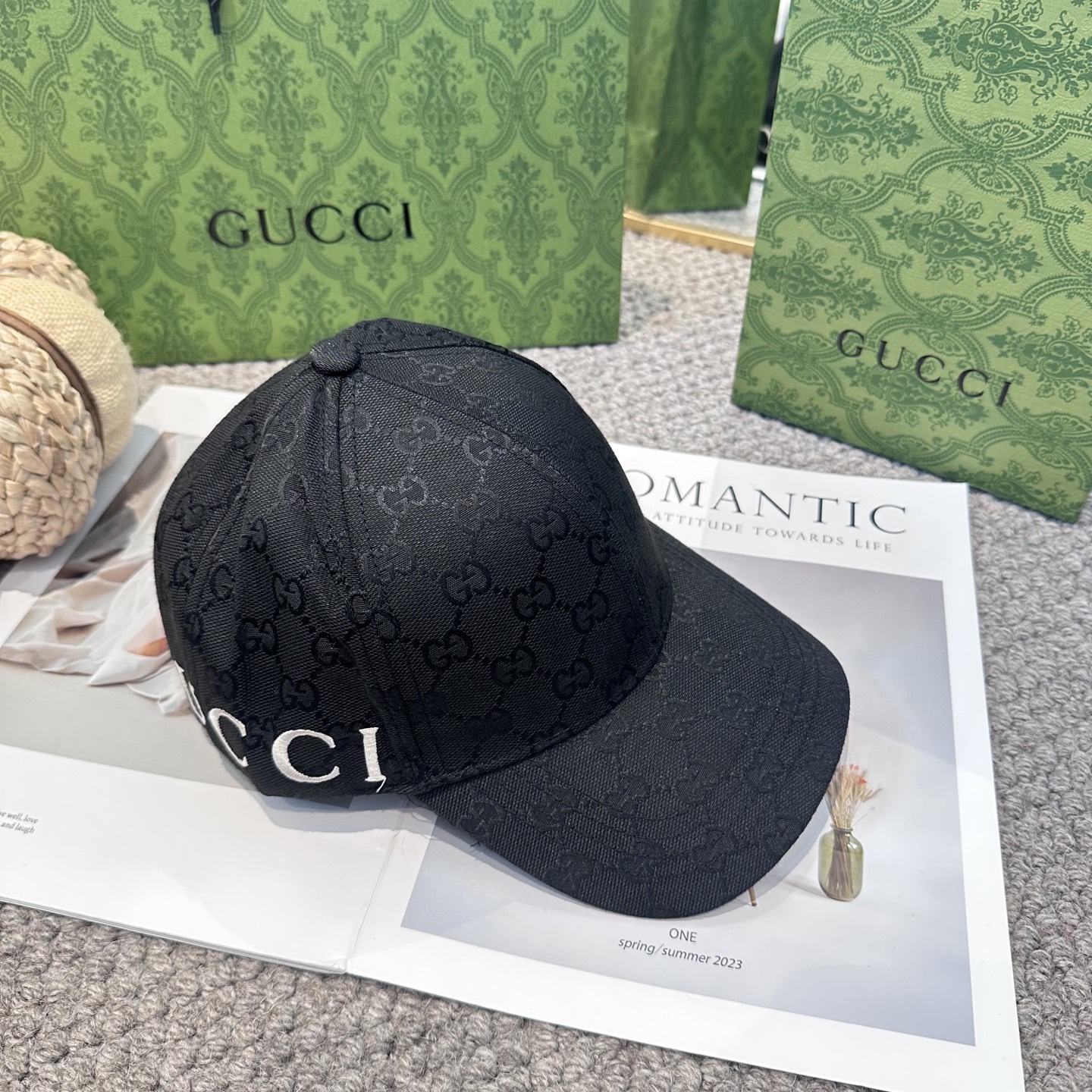  GUCCI古奇棒球帽2025新款gg提花 工艺非常精美 高档大气上档次！低调奢华，方便携带！