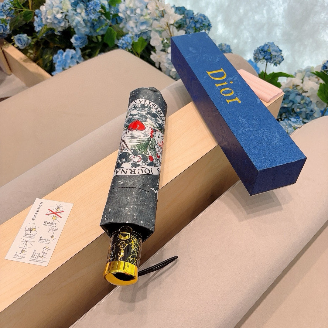  DIOR（迪奥）三折自动折叠晴雨伞  时尚原单代工品质 细节精致 看得见的品质 打破一成不变 色泽纯正