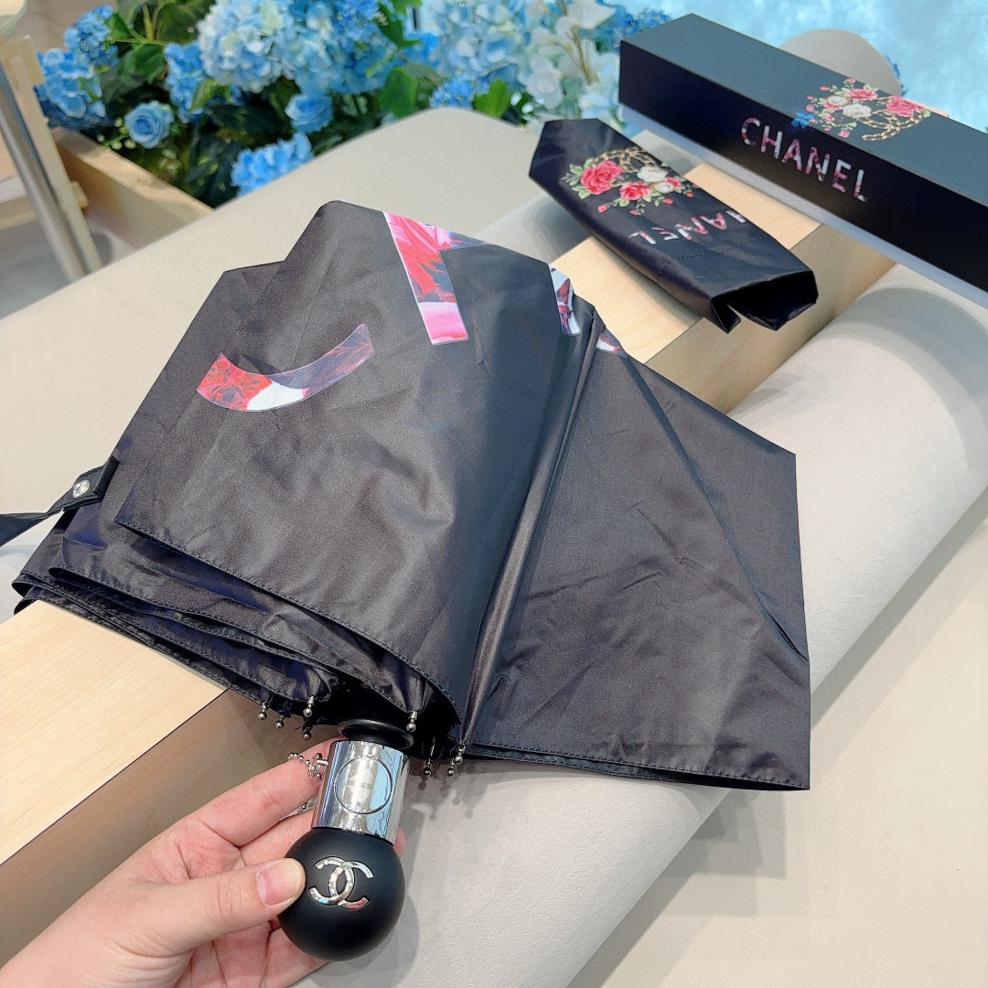 CHANEL（香奈儿）五折手动折叠晴雨伞 选用台 湾进口UV防紫外线伞布 原单代工级品质  🌹2色