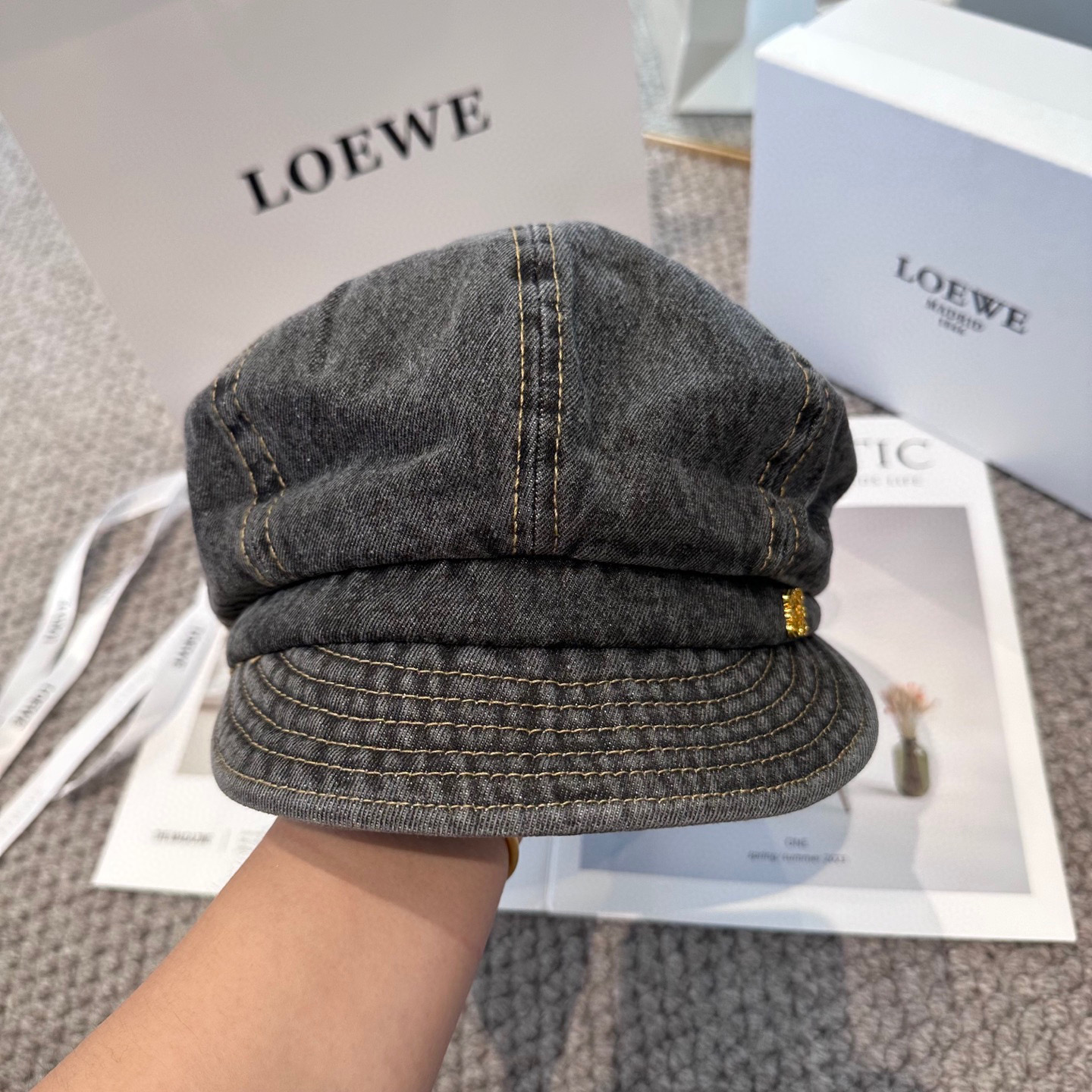 Loewe罗意威 新款复古水洗牛仔八角帽 ，高版本原单品质 简约经典logo，质感超级赞👍，精致大牌范