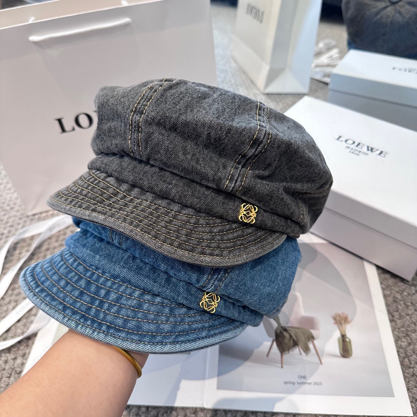  Loewe罗意威 新款复古水洗牛仔八角帽 ，高版本原单品质 简约经典logo，质感超级赞👍，精致大牌范