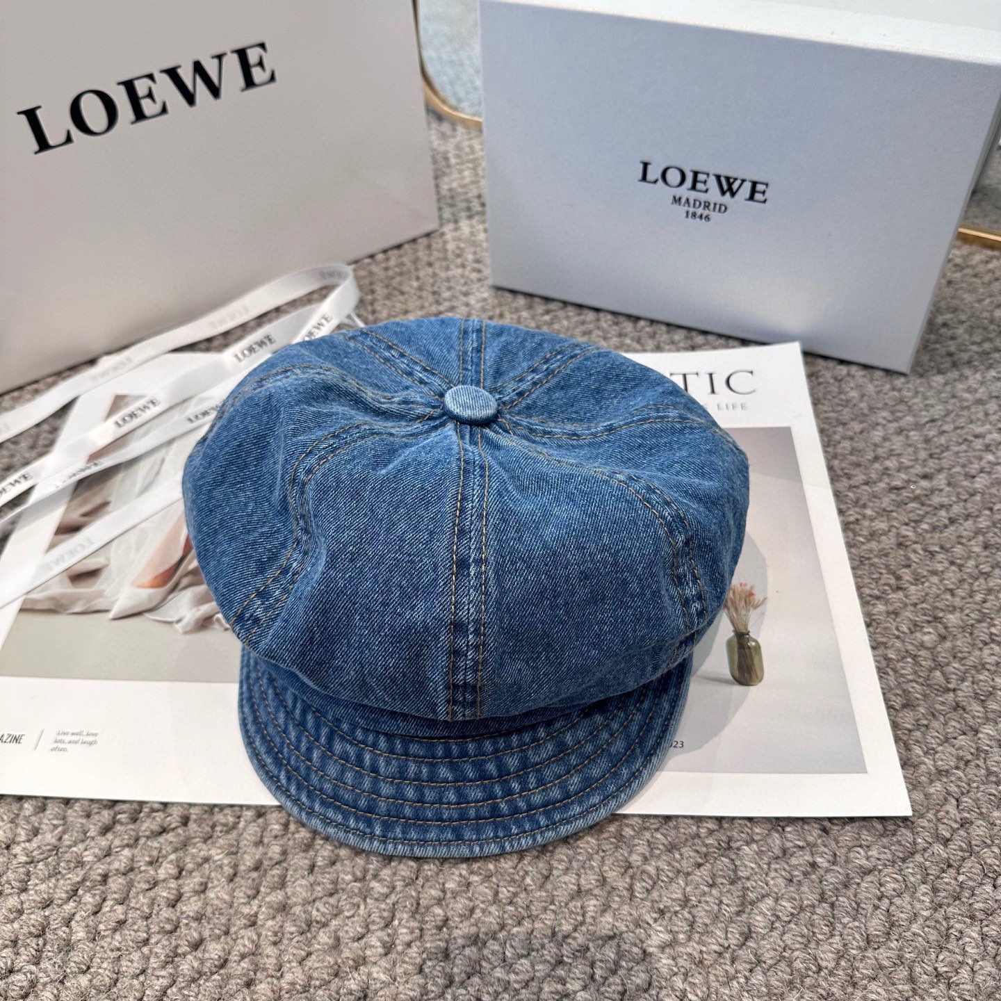  Loewe罗意威 新款复古水洗牛仔八角帽 ，高版本原单品质 简约经典logo，质感超级赞👍，精致大牌范