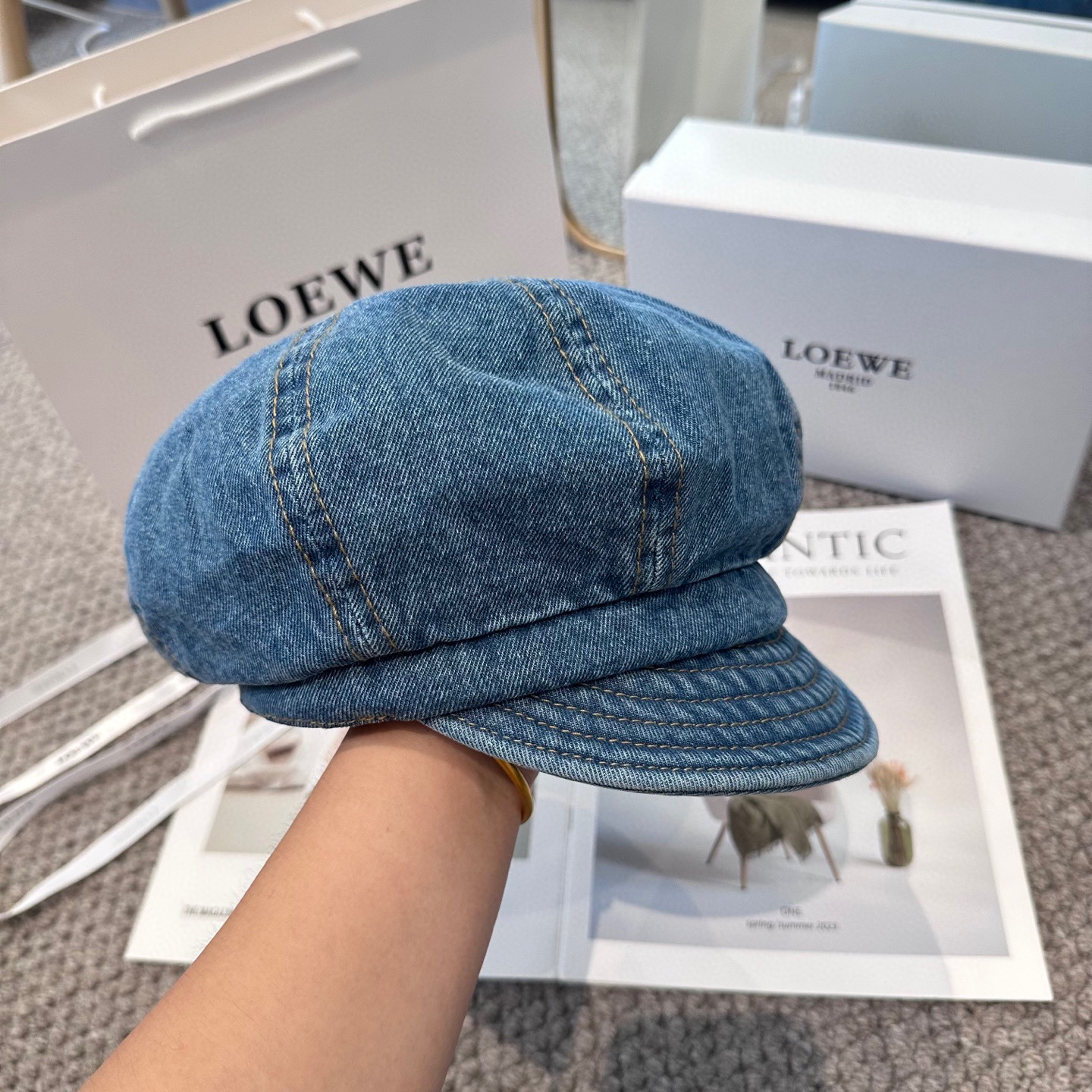  Loewe罗意威 新款复古水洗牛仔八角帽 ，高版本原单品质 简约经典logo，质感超级赞👍，精致大牌范