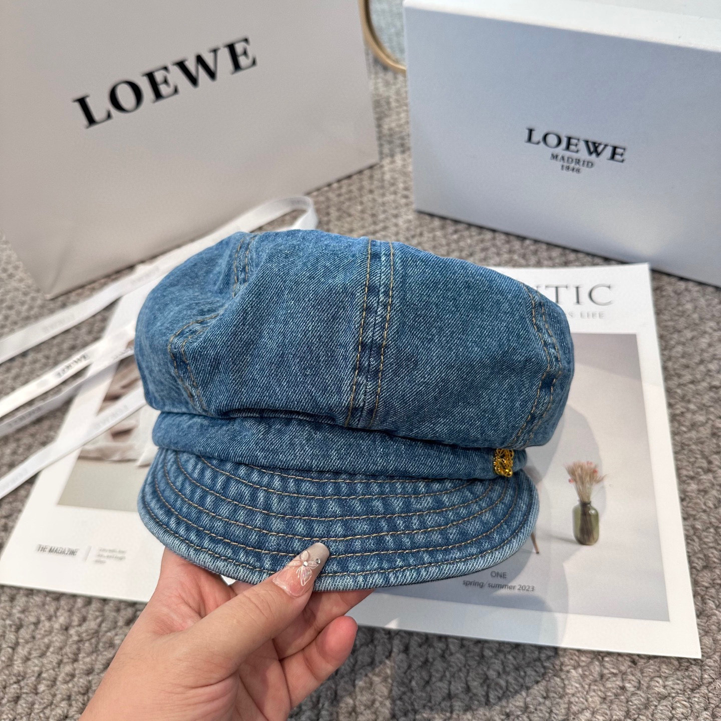  Loewe罗意威 新款复古水洗牛仔八角帽 ，高版本原单品质 简约经典logo，质感超级赞👍，精致大牌范